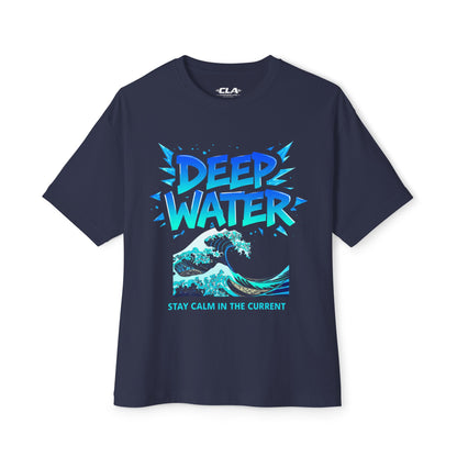 Deep Water Graphic Tee — "Stay Calm in the Current" Ocean Wave Shirt