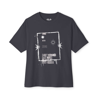 Grind Never Stops Tee — Motivational Streetwear Shirt ("Early Mornings, Late Nights, No Days Off")