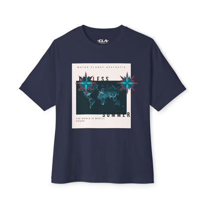 Endless Summer Tee — Retro World Map Graphic Boxy T-Shirt