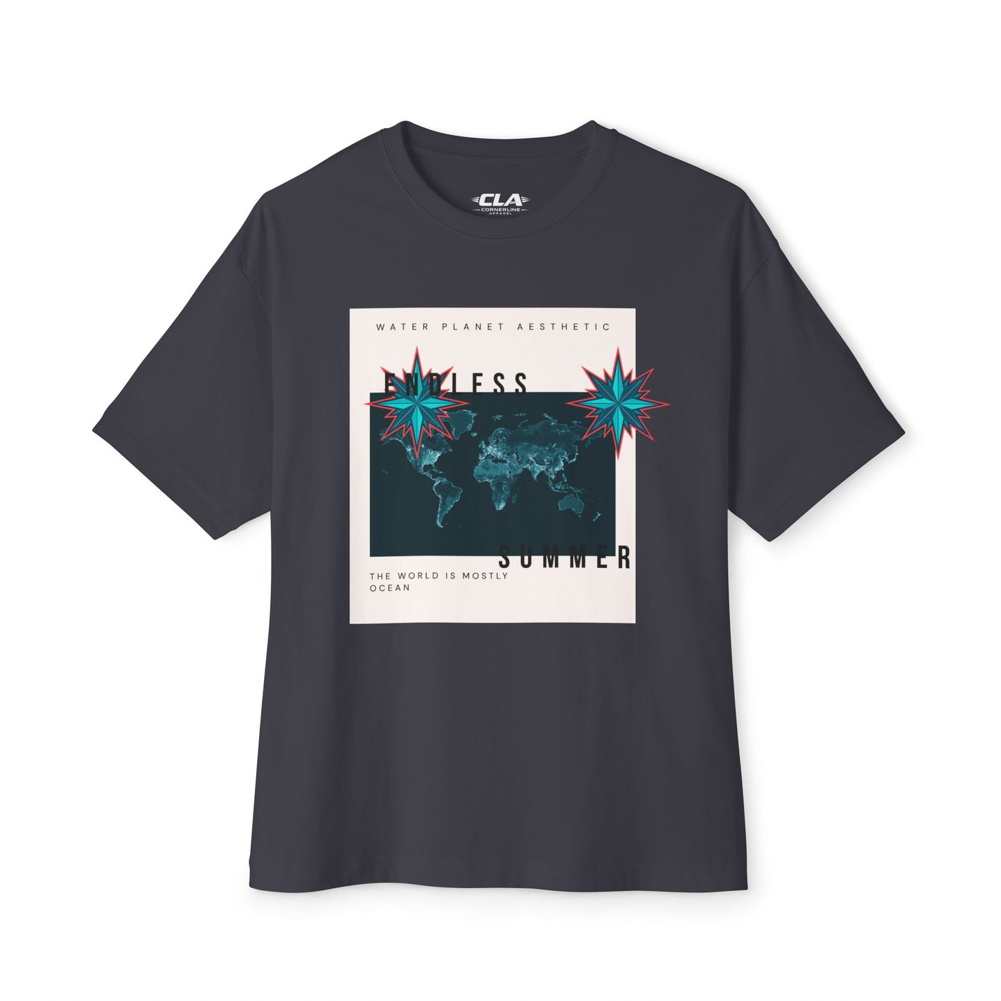 Endless Summer Tee — Retro World Map Graphic Boxy T-Shirt