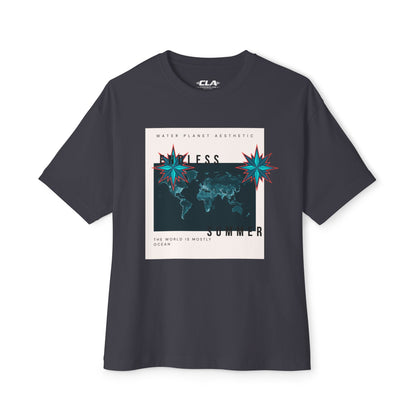 Endless Summer Tee — Retro World Map Graphic Boxy T-Shirt