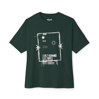 Grind Never Stops Tee — Motivational Streetwear Shirt ("Early Mornings, Late Nights, No Days Off")