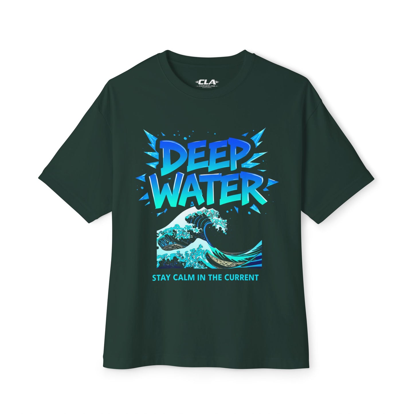 Deep Water Graphic Tee — "Stay Calm in the Current" Ocean Wave Shirt