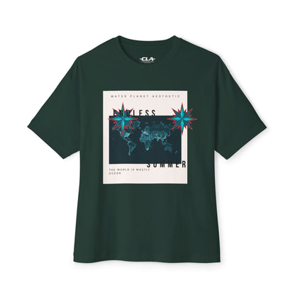 Endless Summer Tee — Retro World Map Graphic Boxy T-Shirt